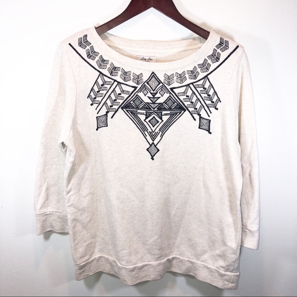 Lucky Brand Sweaters - LUCKY LOTUS Brand Scoop Neck Cream Tribal Sweater Large